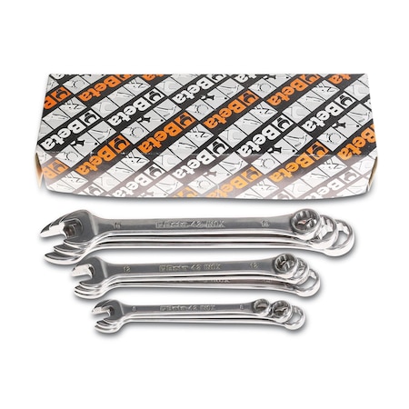 Beta 42INOX Stainless Steel, Set of 11 Metric 6-19mm, 15 Degrees Offset Combination Wrenches 000420391